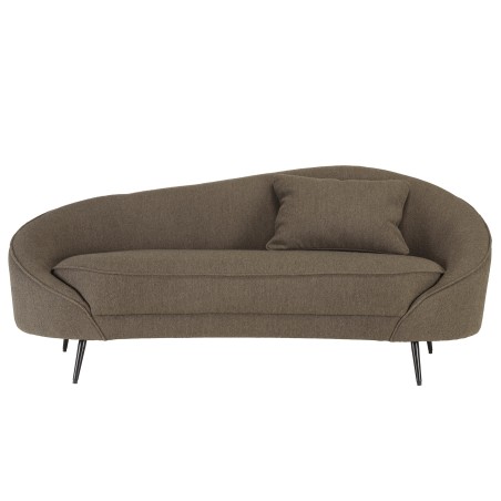 LEOPOLD - Bank 3 zits taupe bouclé stof gebogen rugleuning metalen poten LEOPOLD